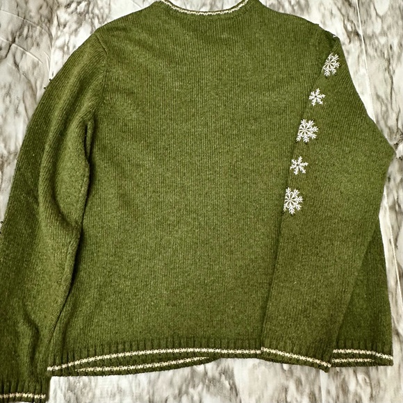 Croft & Barrow Green Snowflake Zip Up Cardigan Holiday Christmas Cozy Sweater - Picture 14 of 15